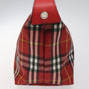 BURBERRY Nova Check Hand Bag Nylon Red Auth 110324-3