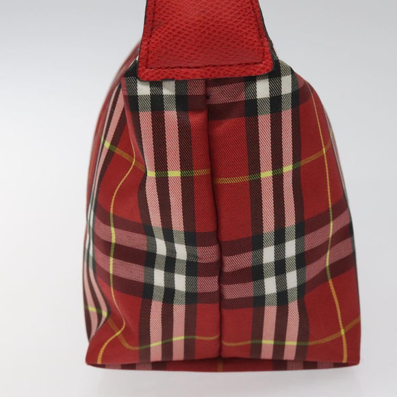 BURBERRY Nova Check Hand Bag Nylon Red Auth 110324