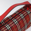 BURBERRY Nova Check Hand Bag Nylon Red Auth 110324-6