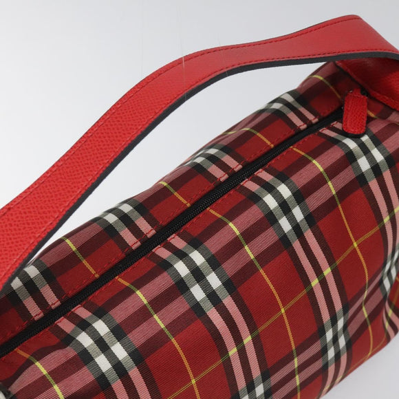 BURBERRY Nova Check Hand Bag Nylon Red Auth 110324
