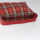 BURBERRY Nova Check Hand Bag Nylon Red Auth 110324-7