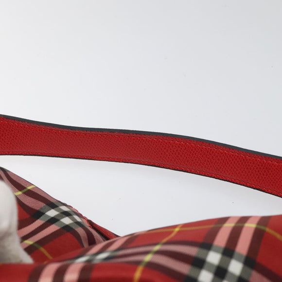 BURBERRY Nova Check Hand Bag Nylon Red Auth 110324