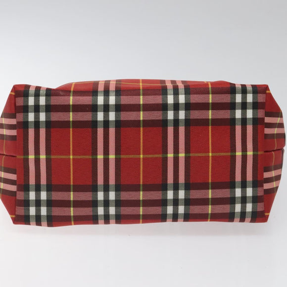 BURBERRY Nova Check Hand Bag Nylon Red Auth 110324