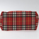 BURBERRY Nova Check Hand Bag Nylon Red Auth 110324-5