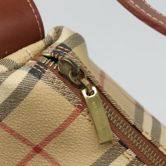 BURBERRY Nova Check Shoulder Bag PVC Leather Beige Brown Auth 110337