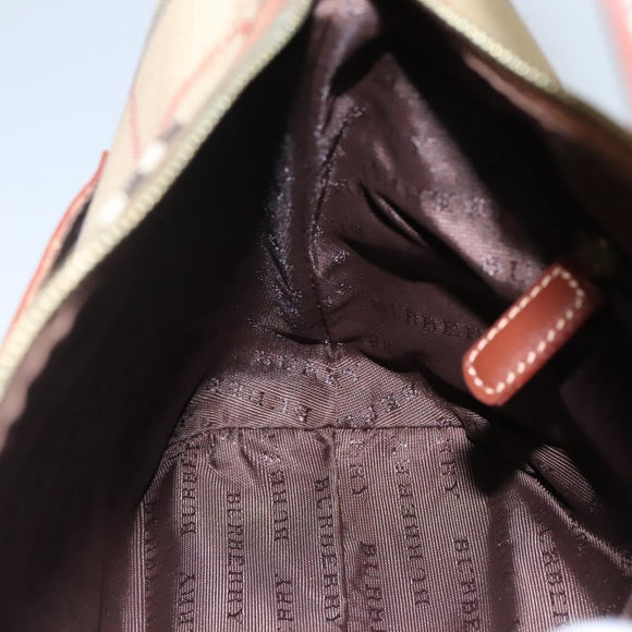 BURBERRY Nova Check Shoulder Bag PVC Leather Beige Brown Auth 110337