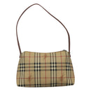 BURBERRY Nova Check Shoulder Bag PVC Leather Beige Brown Auth 110337-2