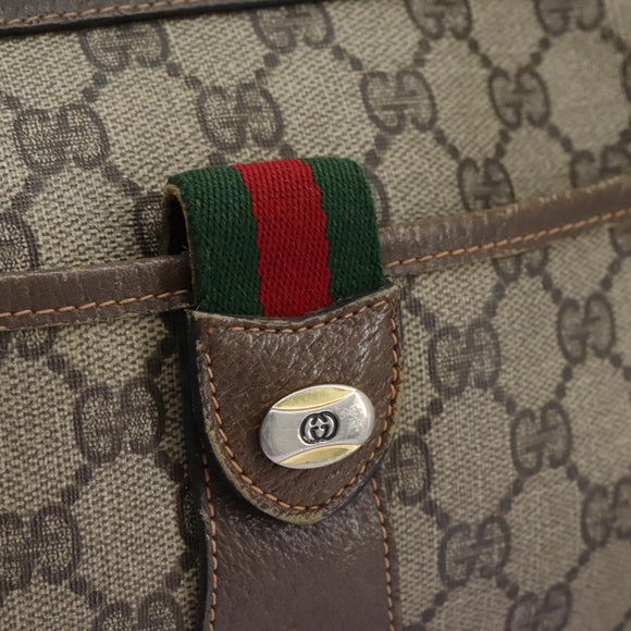 GUCCI Micro GG Supreme Web Sherry Line Shoulder Bag PVC Beige gold Auth 110383