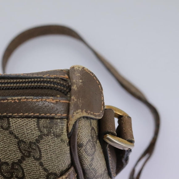 GUCCI Micro GG Supreme Web Sherry Line Shoulder Bag PVC Beige gold Auth 110383