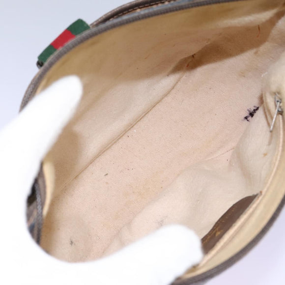 GUCCI Micro GG Supreme Web Sherry Line Shoulder Bag PVC Beige gold Auth 110383