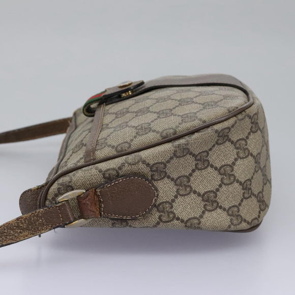 GUCCI Micro GG Supreme Web Sherry Line Shoulder Bag PVC Beige gold Auth 110383