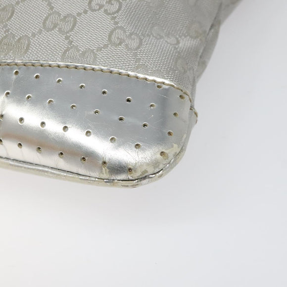 GUCCI GG Canvas Shoulder Bag Silver Blue 145857 Auth 110391