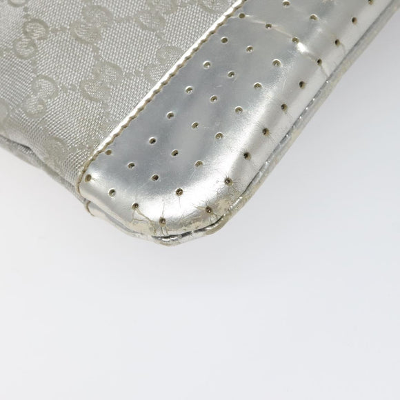 GUCCI GG Canvas Shoulder Bag Silver Blue 145857 Auth 110391