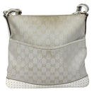 GUCCI GG Canvas Shoulder Bag Silver Blue 145857 Auth 110391-13