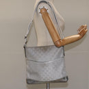 GUCCI GG Canvas Shoulder Bag Silver Blue 145857 Auth 110391-22