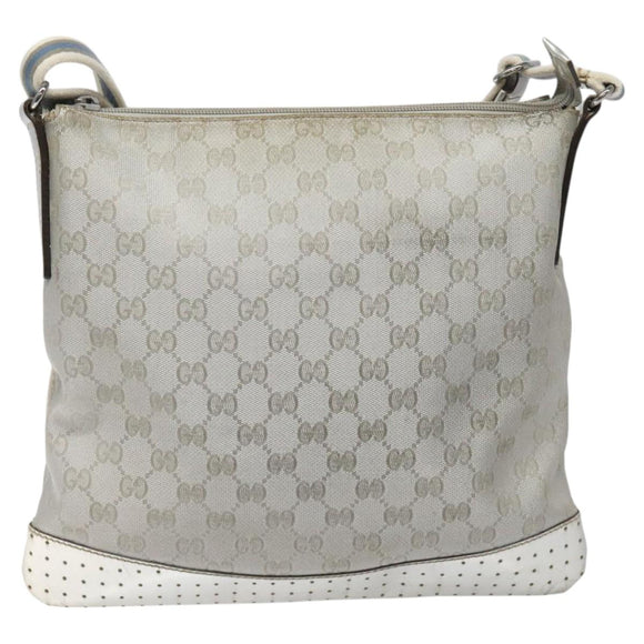 GUCCI GG Canvas Shoulder Bag Silver Blue 145857 Auth 110391