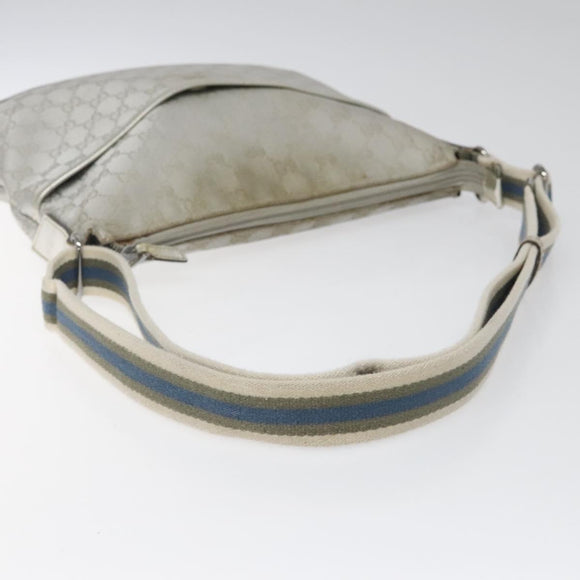 GUCCI GG Canvas Shoulder Bag Silver Blue 145857 Auth 110391