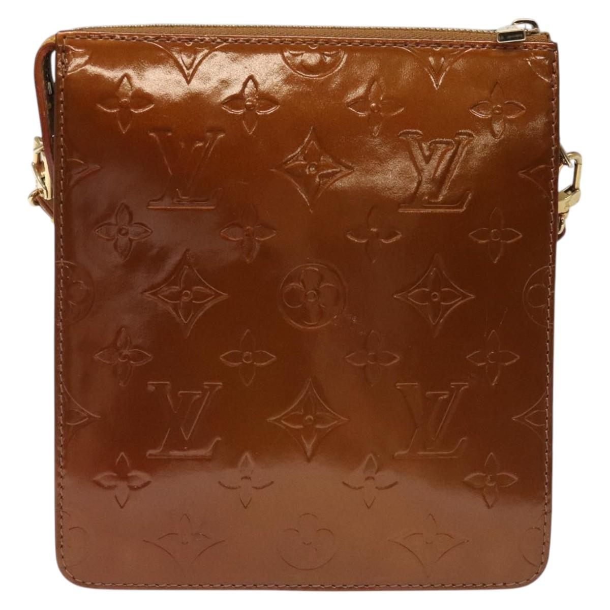 LOUIS VUITTON Monogram Vernis Motto Accessory Pouch Bronze M91138 LV Auth 110396 - 0