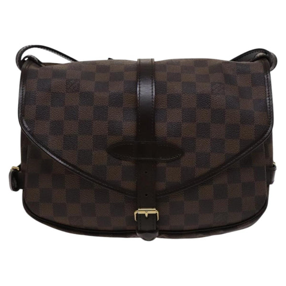 LOUIS VUITTON Damier Ebene Saumur 30 Shoulder Bag N48081 LV Auth 110397