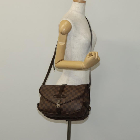 LOUIS VUITTON Damier Ebene Saumur 30 Shoulder Bag N48081 LV Auth 110397