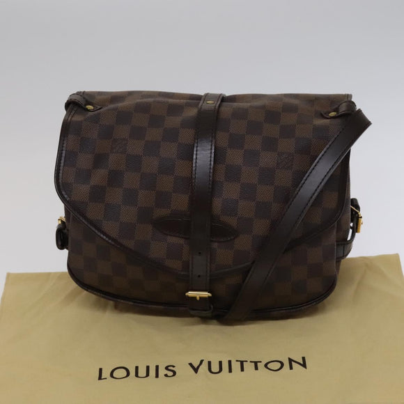 LOUIS VUITTON Damier Ebene Saumur 30 Shoulder Bag N48081 LV Auth 110397