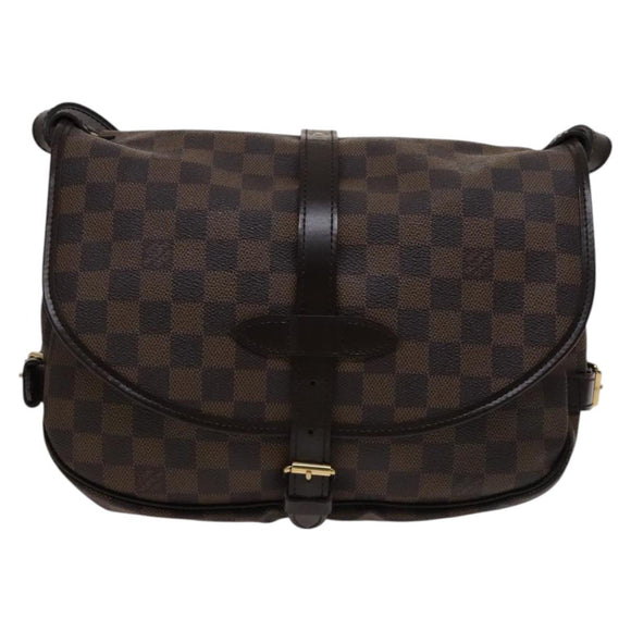 LOUIS VUITTON Damier Ebene Saumur 30 Shoulder Bag N48081 LV Auth 110397