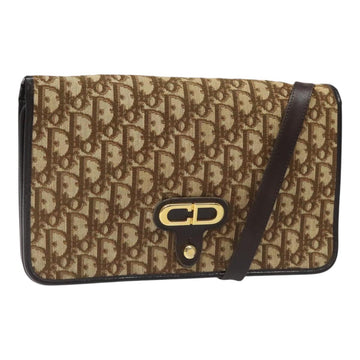 Christian Dior Trotter Canvas Shoulder Bag Brown Auth 110400