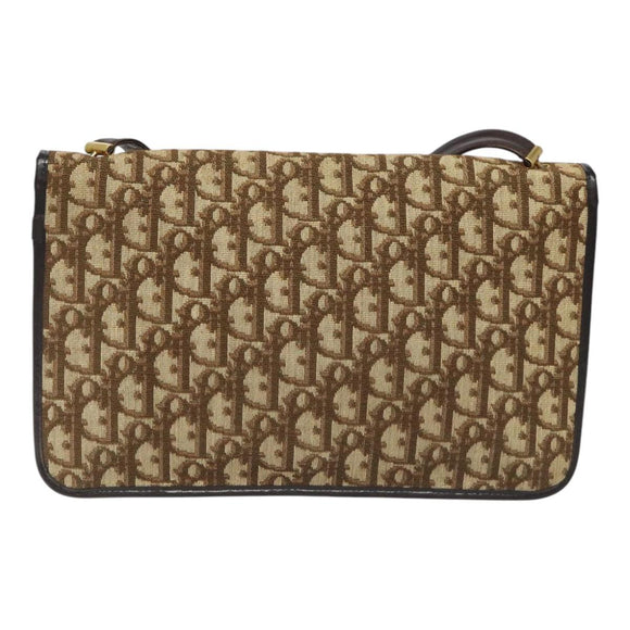Christian Dior Trotter Canvas Shoulder Bag Brown Auth 110400