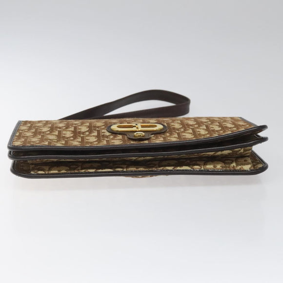 Christian Dior Trotter Canvas Shoulder Bag Brown Auth 110400