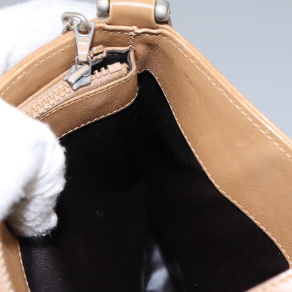 CELINE Macadam Canvas Shoulder Bag PVC Leather Beige Auth 110402