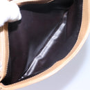 CELINE Macadam Canvas Shoulder Bag PVC Leather Beige Auth 110402-26