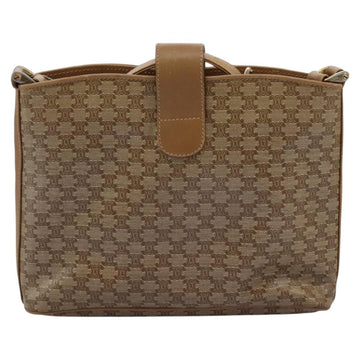 CELINE Macadam Canvas Shoulder Bag PVC Leather Beige Auth 110402 - 0