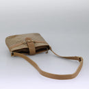 CELINE Macadam Canvas Shoulder Bag PVC Leather Beige Auth 110402-7