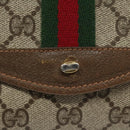 GUCCI GG Supreme Web Sherry Line Pouch PVC Leather Beige 89 01 021 Auth 110412-8