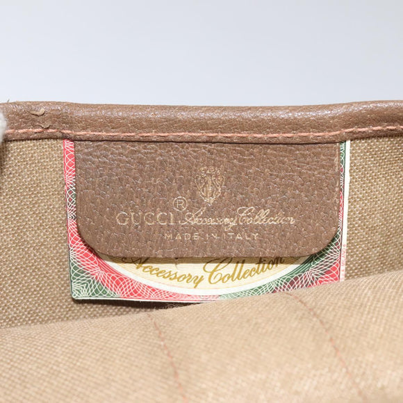 GUCCI GG Supreme Web Sherry Line Pouch PVC Leather Beige 89 01 021 Auth 110412
