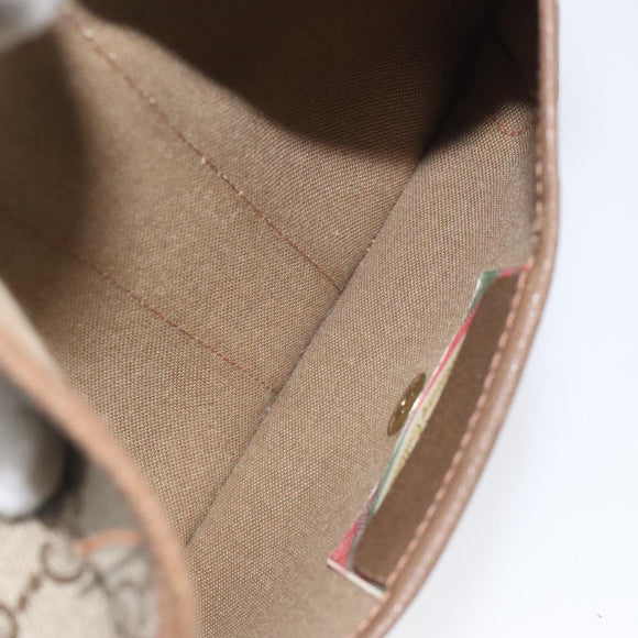 GUCCI GG Supreme Web Sherry Line Pouch PVC Leather Beige 89 01 021 Auth 110412