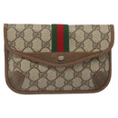 GUCCI GG Supreme Web Sherry Line Pouch PVC Leather Beige 89 01 021 Auth 110412-13