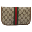 GUCCI GG Supreme Web Sherry Line Pouch PVC Leather Beige 89 01 021 Auth 110412-2