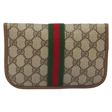GUCCI GG Supreme Web Sherry Line Pouch PVC Leather Beige 89 01 021 Auth 110412 - 0