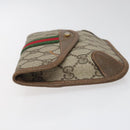 GUCCI GG Supreme Web Sherry Line Pouch PVC Leather Beige 89 01 021 Auth 110412-4