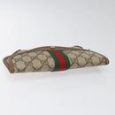 GUCCI GG Supreme Web Sherry Line Pouch PVC Leather Beige 89 01 021 Auth 110412-5