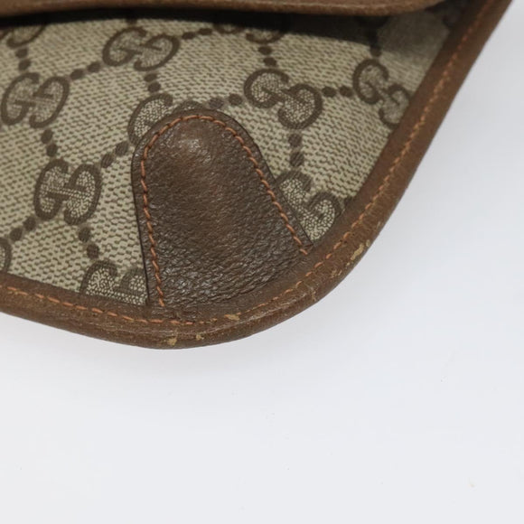 GUCCI GG Supreme Web Sherry Line Pouch PVC Leather Beige 89 01 021 Auth 110412