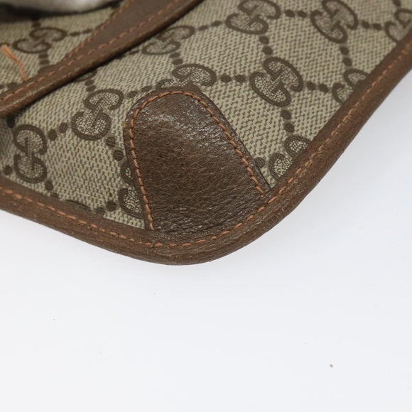 GUCCI GG Supreme Web Sherry Line Pouch PVC Leather Beige 89 01 021 Auth 110412