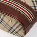 BURBERRY Nova Check Blue Label Shoulder Bag Nylon Leather Beige Auth 110429-14