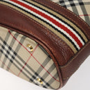 BURBERRY Nova Check Blue Label Shoulder Bag Nylon Leather Beige Auth 110429-16