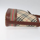 BURBERRY Nova Check Blue Label Shoulder Bag Nylon Leather Beige Auth 110429-3