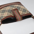 BURBERRY Nova Check Blue Label Shoulder Bag Nylon Leather Beige Auth 110429-6