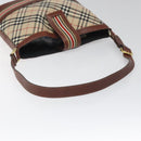BURBERRY Nova Check Blue Label Shoulder Bag Nylon Leather Beige Auth 110429-7