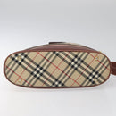 BURBERRY Nova Check Blue Label Shoulder Bag Nylon Leather Beige Auth 110429-5
