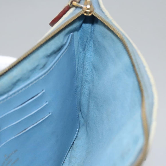 LOUIS VUITTON Monogram Denim New Wave Pochette Zip Bag Blue M67538 Auth 110431